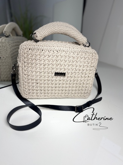 Torebka handmade KUFER -beżowo /czarna